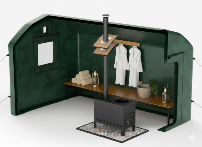 Надувная пневмокаркасная мобильная баня